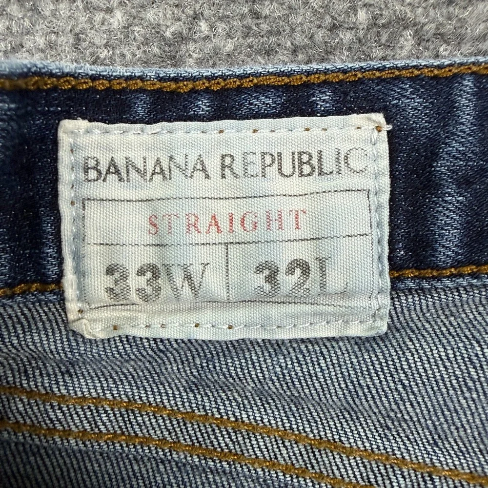 Banana Republic Straight Jeans Mens 33x32 Medium Wash Stretch Denim Blue Classic
